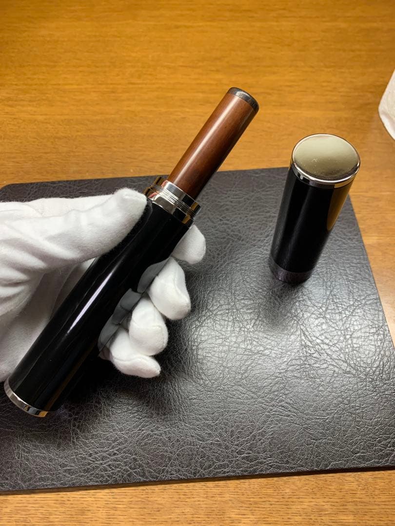 【筆記確認】セーラー 万年筆 長原宣義作 長刀研ぎ 竹万年筆 純金プレート付き