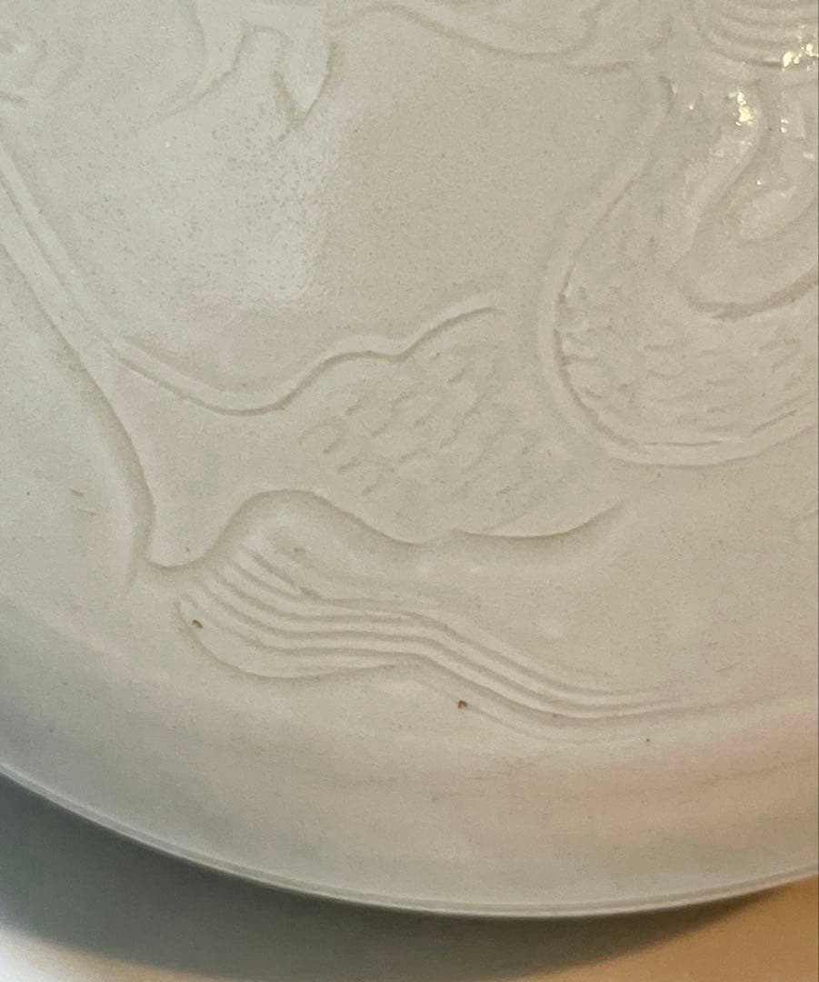 中国 骨董品 北宋時代 尚食局 定窯白磁 剔刻 龍紋盒。