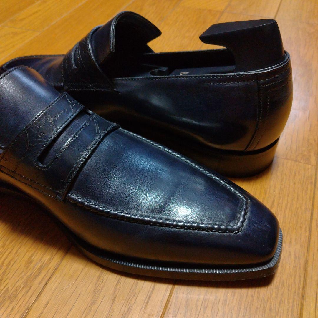 ベルルッティ　ダークブルー革靴　サイズ8