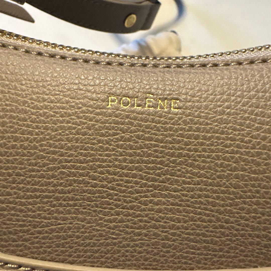 POLÈNE グレー レザー ショルダーバッグ