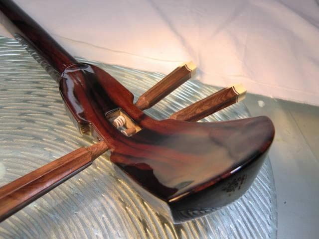 新品未使用(送料無料)79.800円　盛嶋開鐘蛇皮強化張チーガに縞黒檀棹セット