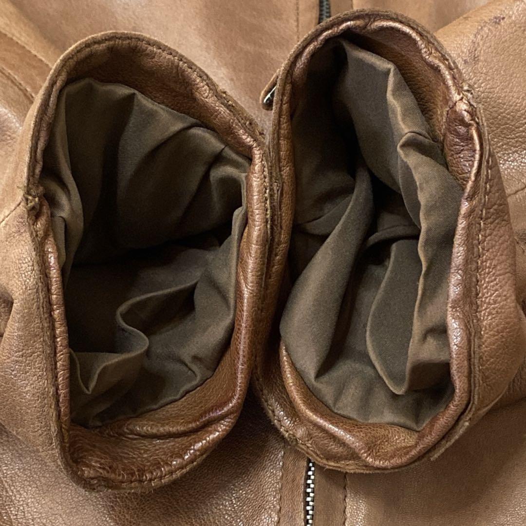 EMPORIO ARMANI ラムレザー　シングルライダースジャケット　XL