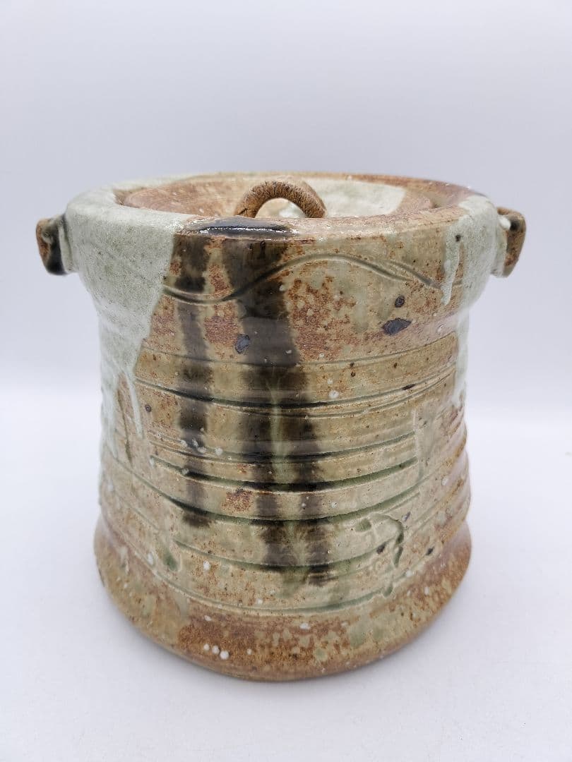 c674 水指 美濃伊賀 山吹窯 佐治光寿 木箱 茶道具 古物