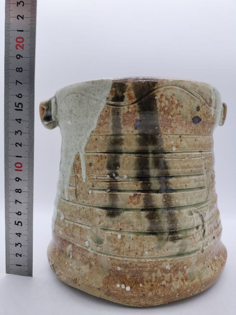 c674 水指 美濃伊賀 山吹窯 佐治光寿 木箱 茶道具 古物