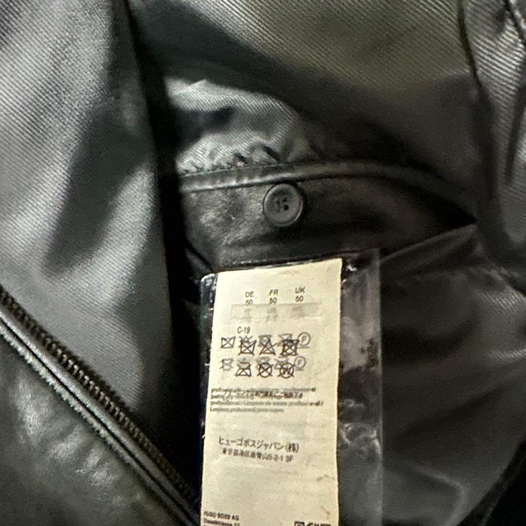 HUGO BOSSレザー シングルライダース　ジャケット