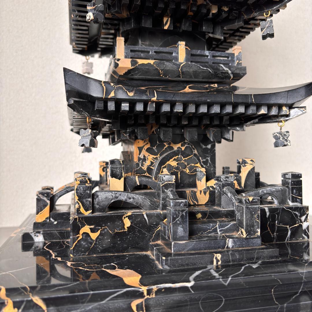 国宝 瑠璃光寺五重塔 イタリア産大理石ポルトロ 高さ約92cm 重さ約40kg