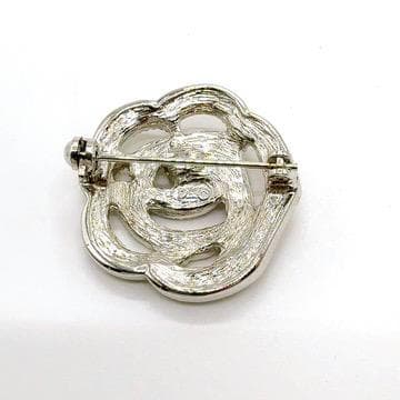 ◇クリスチャンディオール◇メタル/ローズ/ブローチ/シルバー/カメリア/フラワー