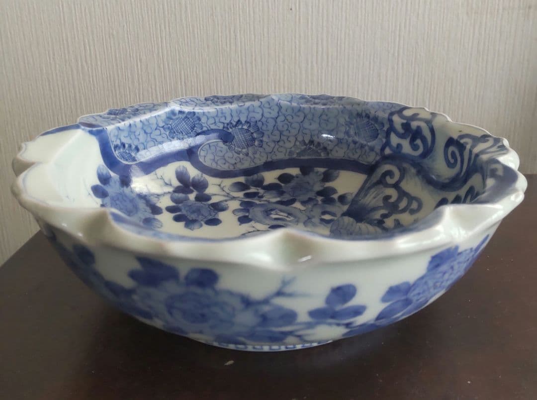 図変わり 洋犬 鉢 鳳凰 江戸期 染付 古伊万里 上手 アンティーク 茶船 茶盤