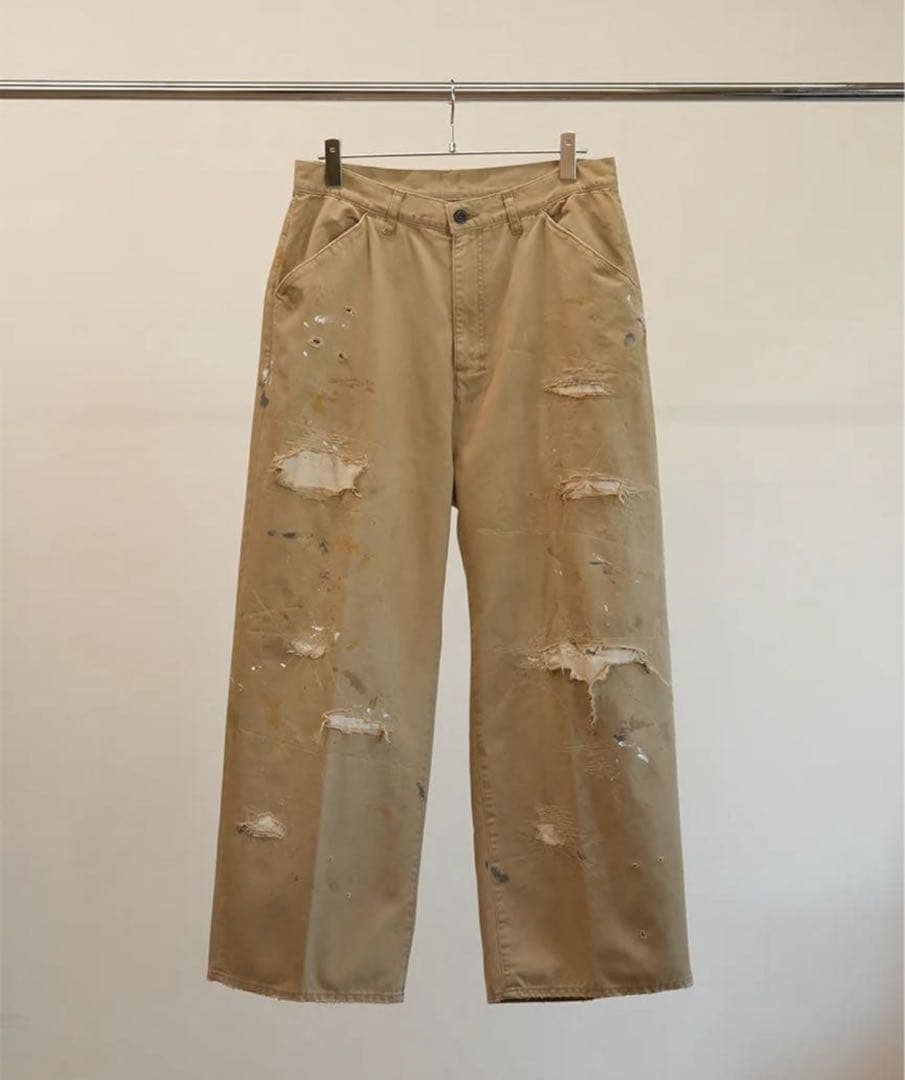 パンツ Ancellm REMAKE WIDE CHINO TROUSERS BROWN