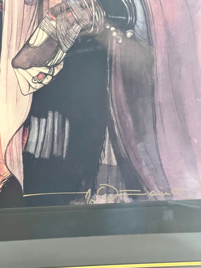 天野喜孝【まなざし】グイン・サーガ　絵画（シバクローム、手彩）【作品保証書付】