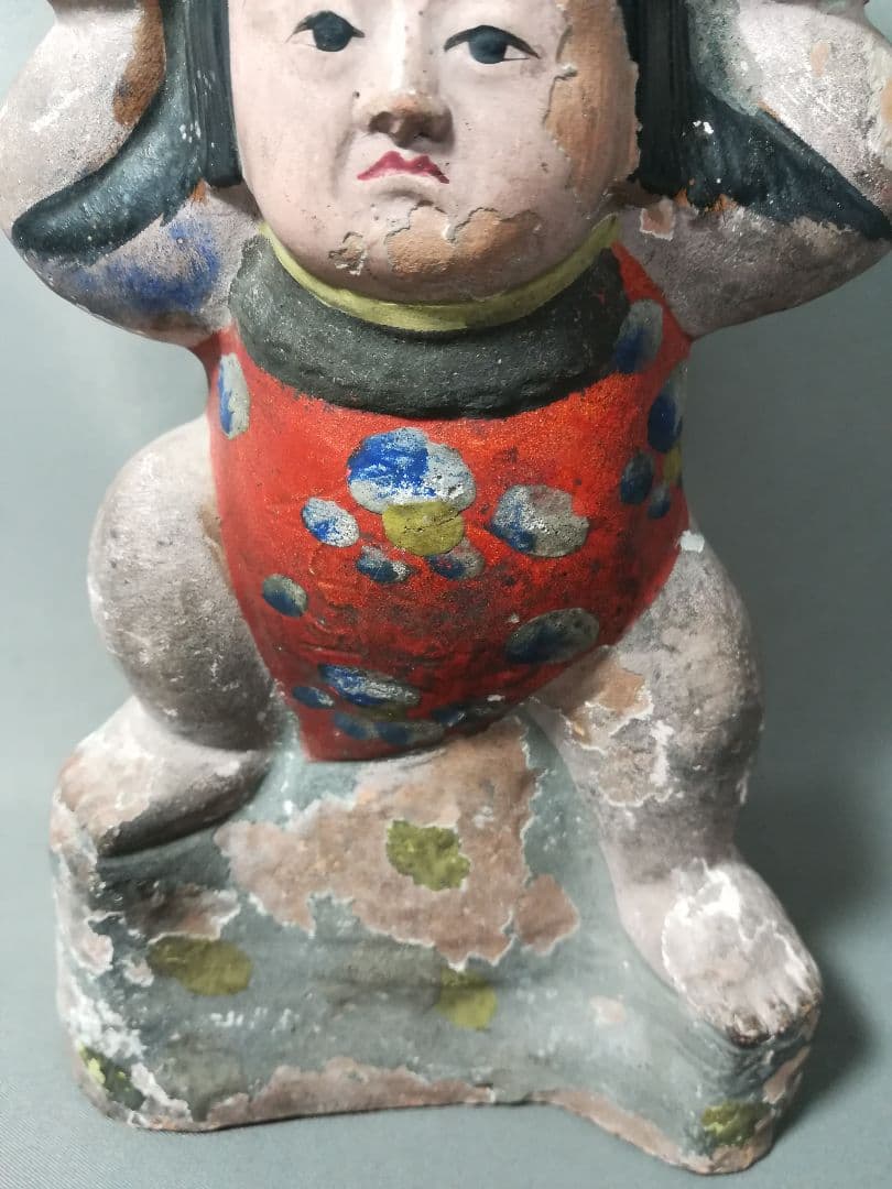 古い　土人形　金太郎　置物