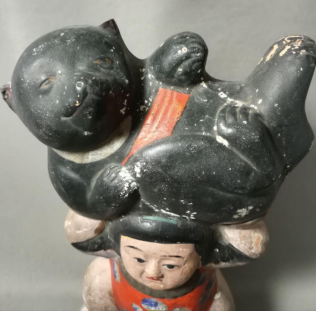 古い　土人形　金太郎　置物