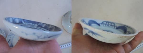 AKa6499　初期伊万里？　古伊万里　染付　くらわんか　５枚　セット