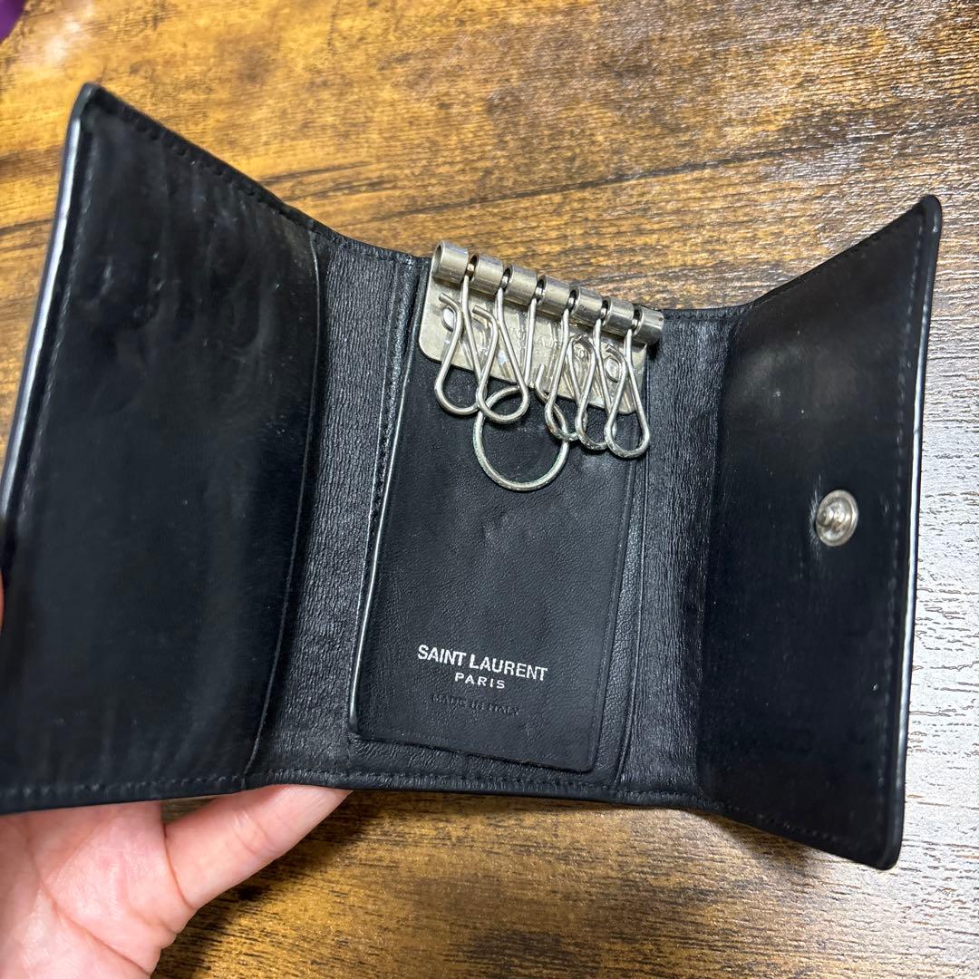 SAINT LAURENT 黒 レザー キーケース