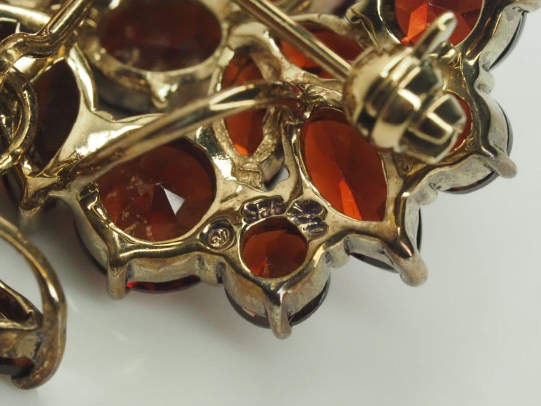 碌山　ロクザン　素敵な天然ボヘミアンガーネットブローチ&ペンダントトップシルバー