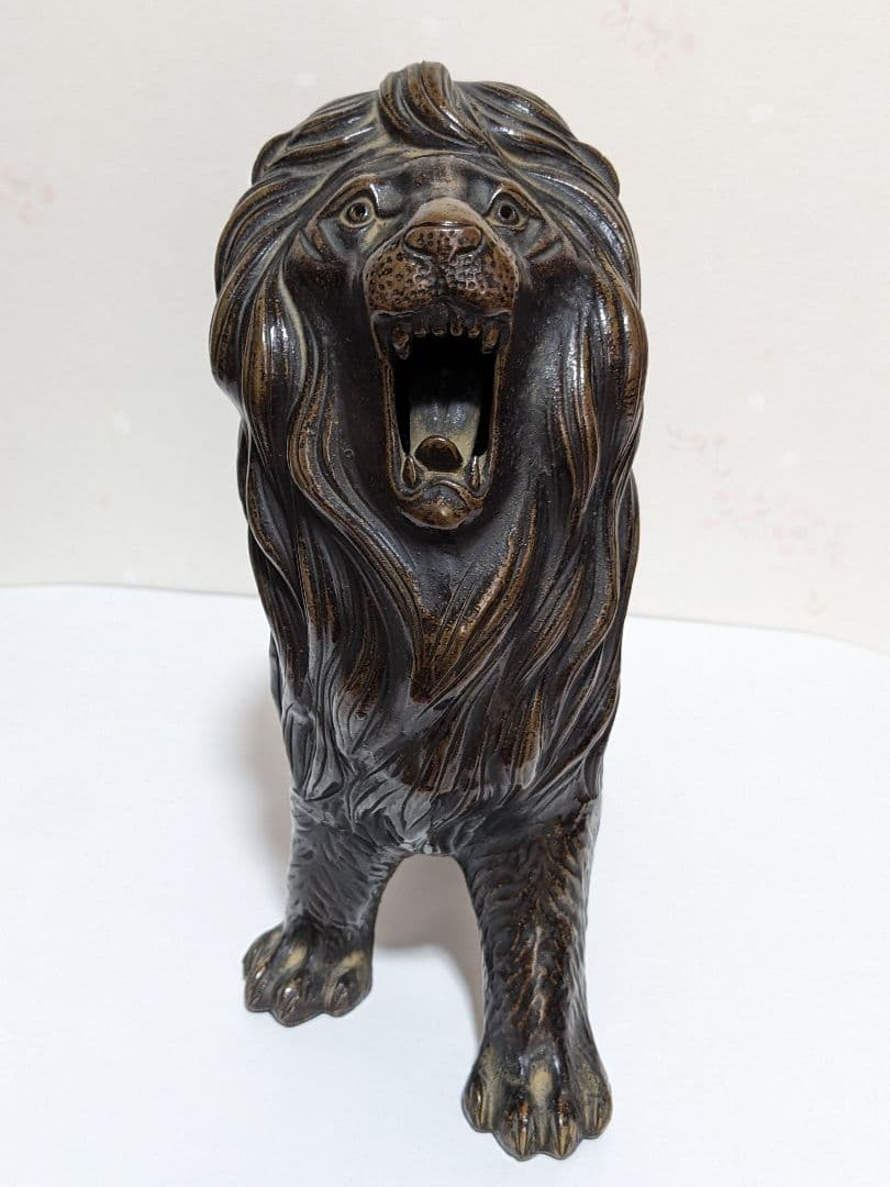 ♦風水獅子 ライオン置物 富 金運 財運 縁起物飾り 国内作家作品 古美術骨董品