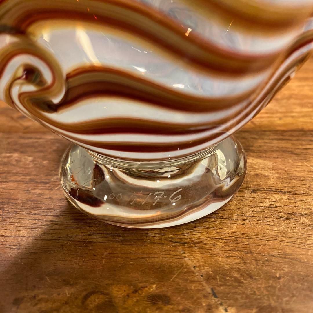 ヴィンテージフラワーベース マーブルガラス ムラーノ オブジェ