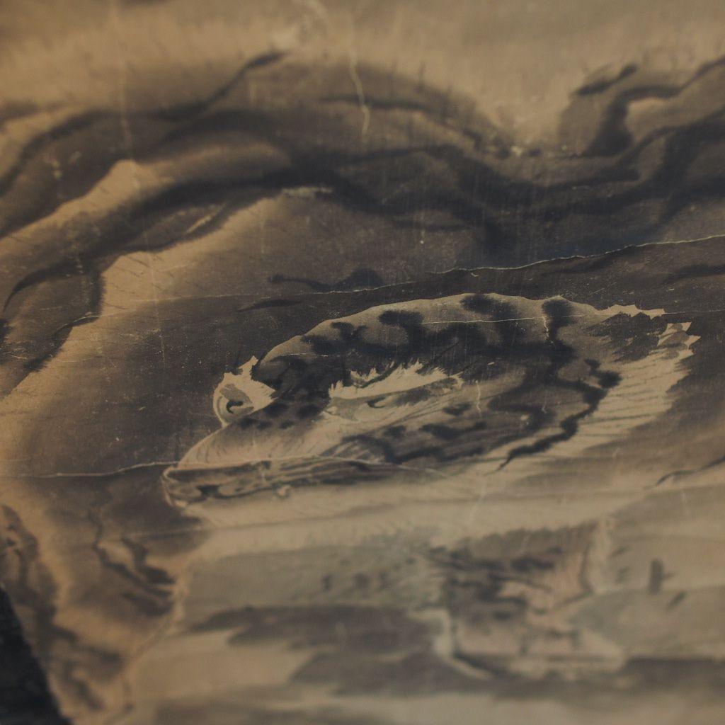 竹と虎の掛け軸 骨董 古美術 古道具