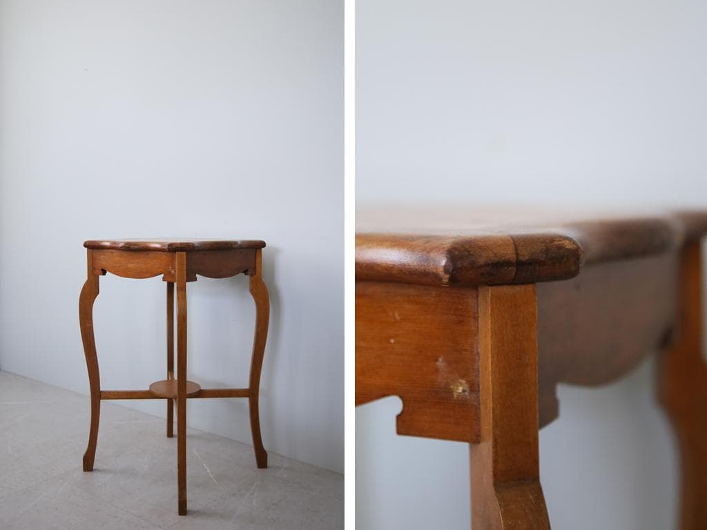 英国アンティーク木製チェステーブル/サイドテーブル机/飾り棚花台(89-198)