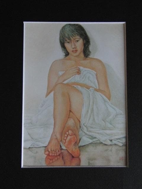 船水徳雄、【麻】、希少な額装用画集より、新品額装付、状態良好