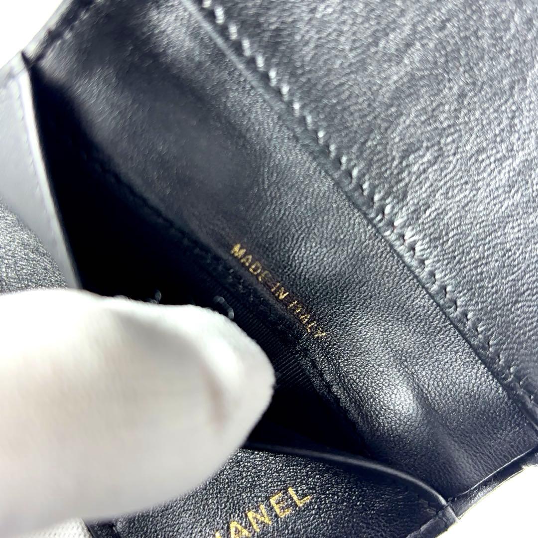 CHANEL シャネル 3つ折り 財布 マトラッセ ブラック