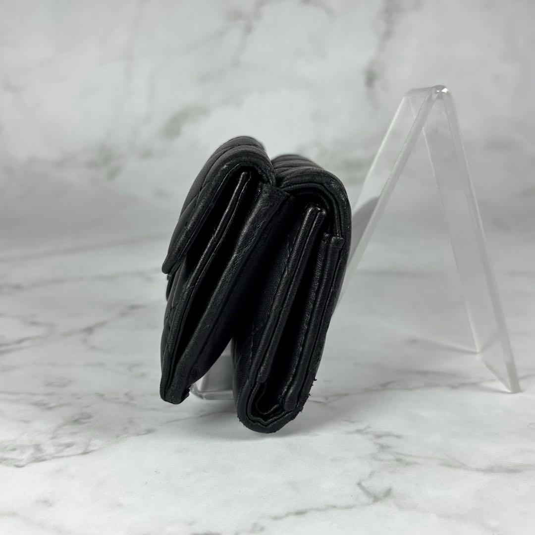 CHANEL シャネル 3つ折り 財布 マトラッセ ブラック