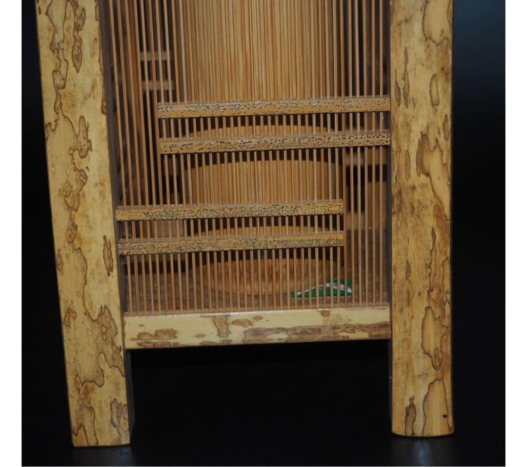 送料無料　竹細工　斑竹胡麻竹使用　四角花入れ　高24ｃｍ★希少★