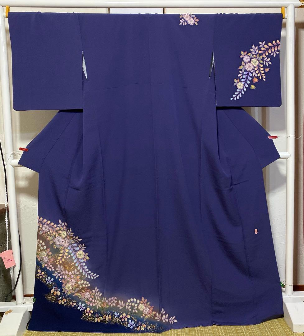 着物-辻が花着物122桐屋翠山工房本格辻が花深藍紫に幻想のぼかし絞りやまと誂製