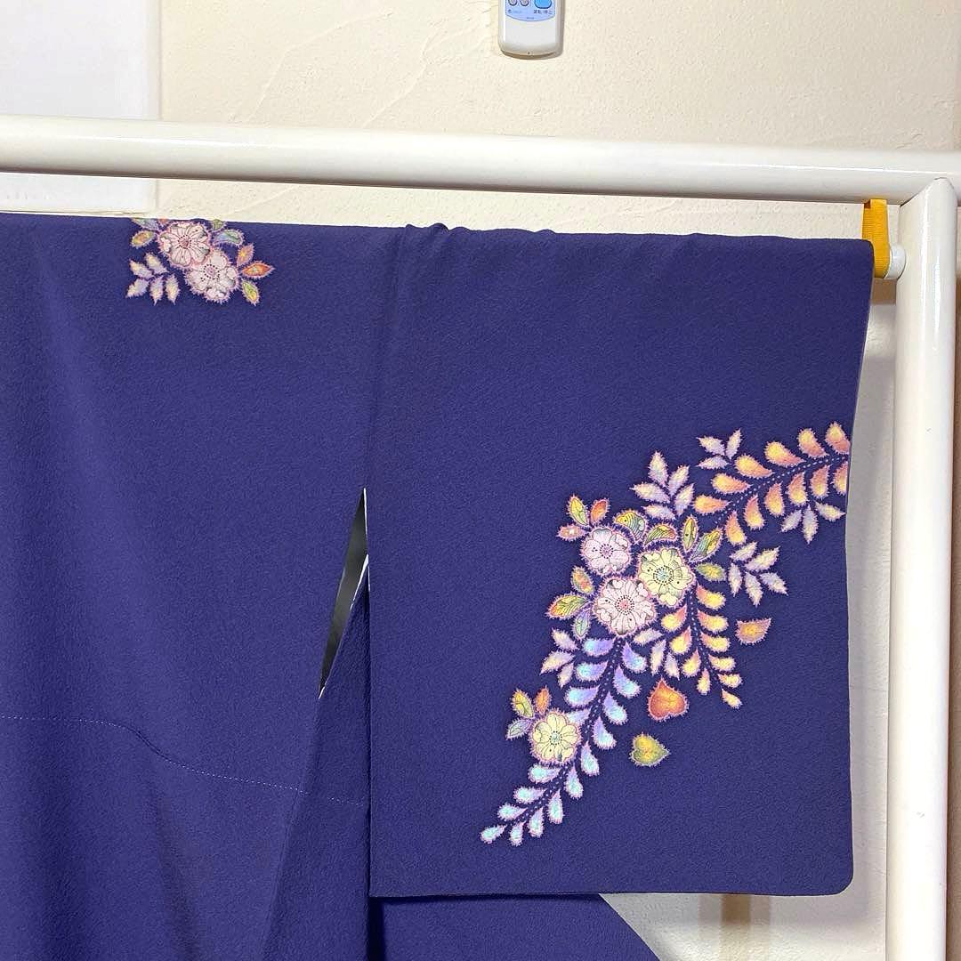 着物-辻が花着物122桐屋翠山工房本格辻が花深藍紫に幻想のぼかし絞りやまと誂製