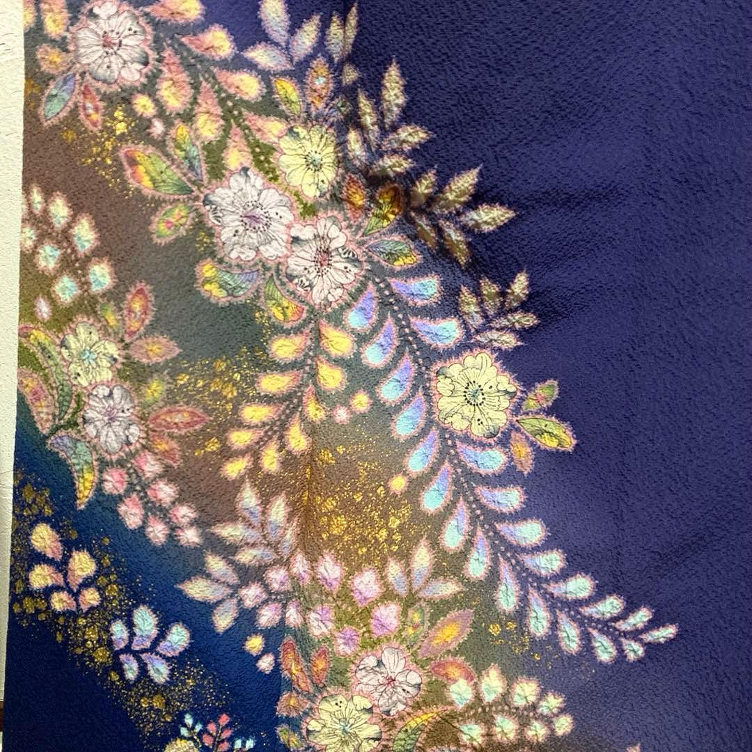 着物-辻が花着物122桐屋翠山工房本格辻が花深藍紫に幻想のぼかし絞りやまと誂製