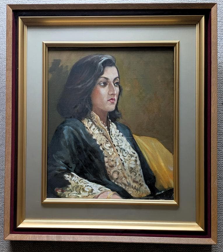 二元会常任委員審　 奥野北雄 　二元会総理大臣賞　油彩画　直筆 　F８号　額装