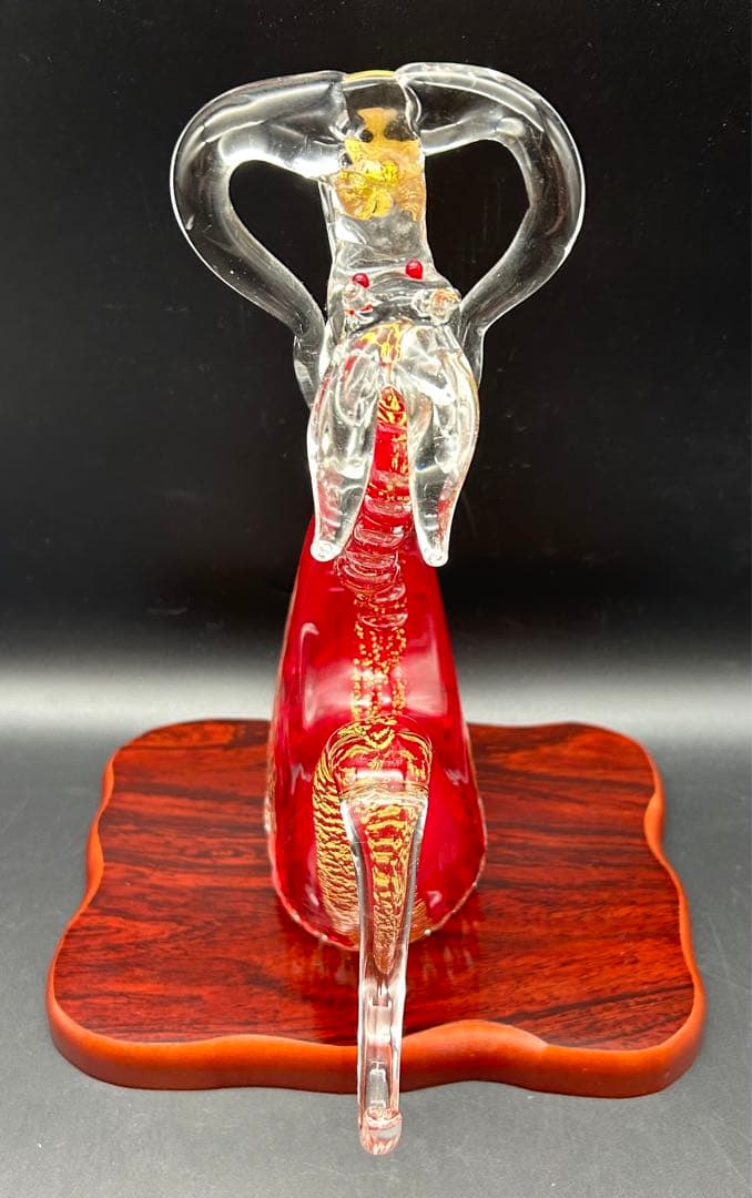 【希少】紅龍 博多びーどろ粋工房 安部朝和作 ガラス 置物 龍 干支 びーどろ