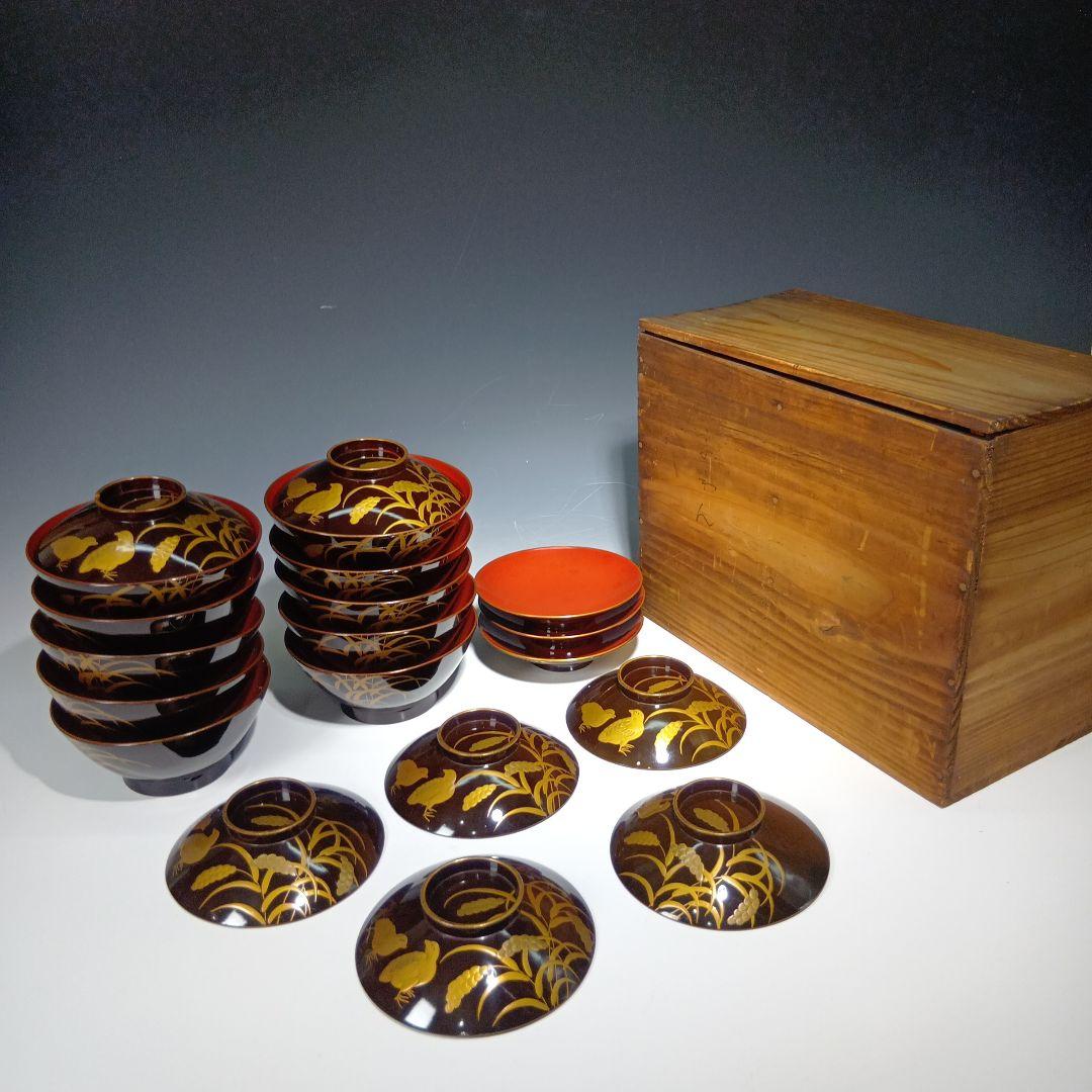 時代物　蒔絵吸物椀10客