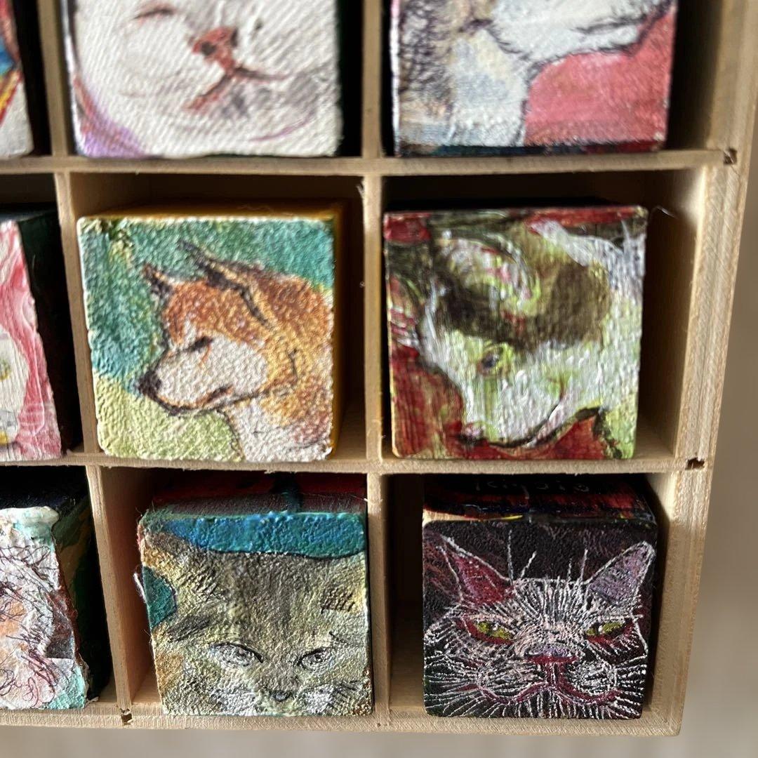 手作り　サイコロ画　8個　油彩　アクリル