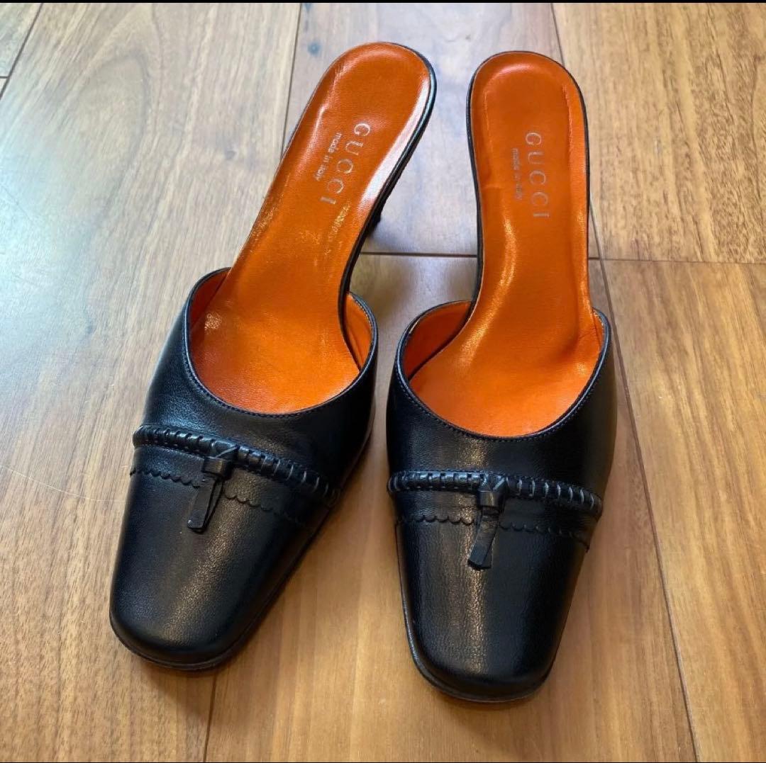 GUCCI レザー ミュール ブラック