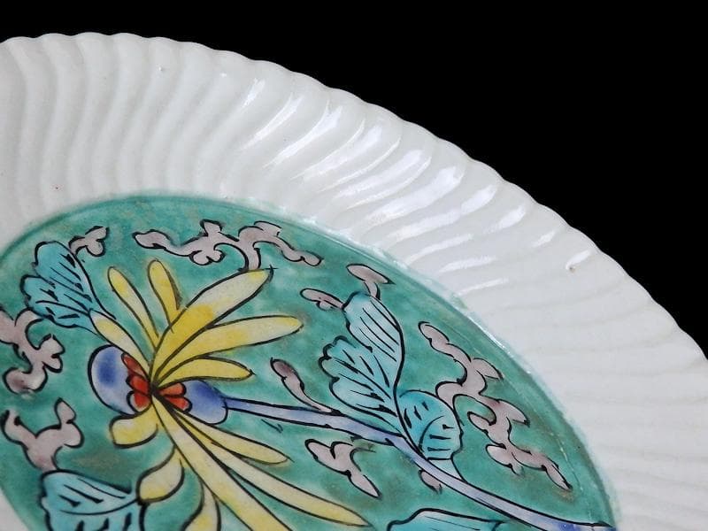 古伊万里　色絵　花に唐草の図　6寸半皿　江戸期　C058AS-CSz
