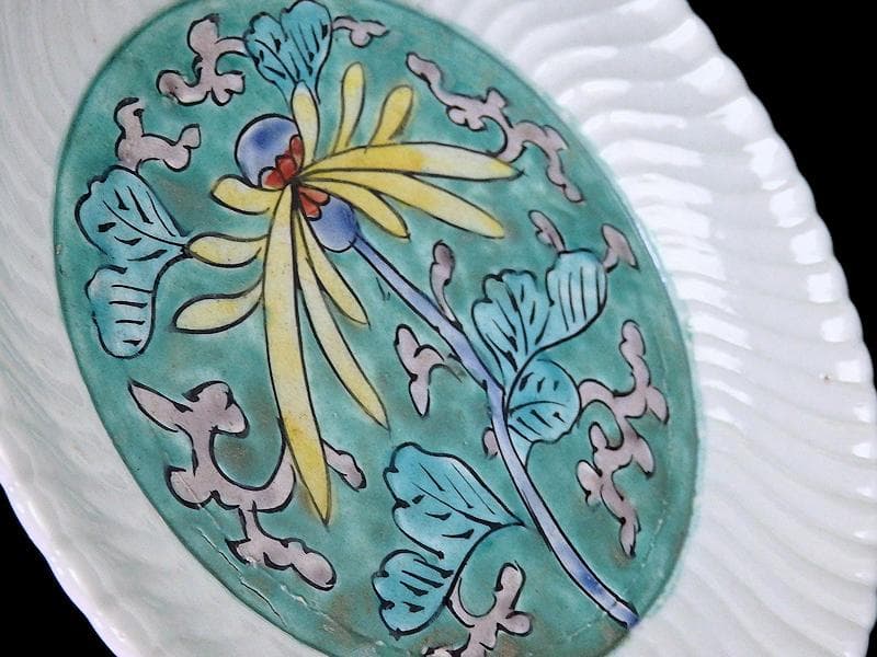 古伊万里　色絵　花に唐草の図　6寸半皿　江戸期　C058AS-CSz
