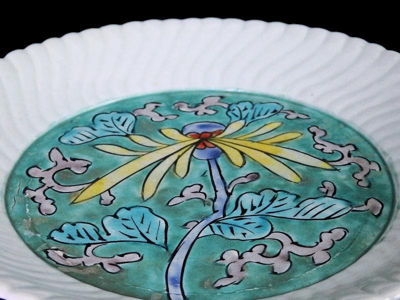 古伊万里　色絵　花に唐草の図　6寸半皿　江戸期　C058AS-CSz