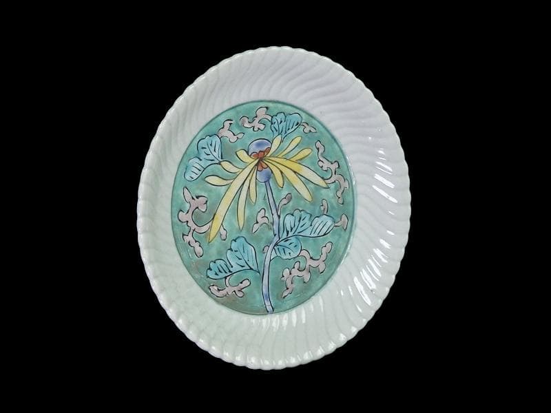 古伊万里　色絵　花に唐草の図　6寸半皿　江戸期　C058AS-CSz
