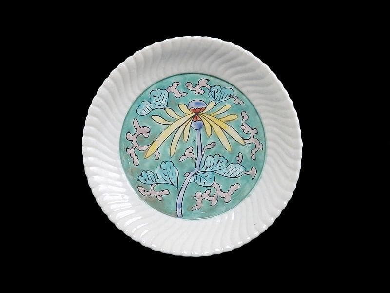 古伊万里　色絵　花に唐草の図　6寸半皿　江戸期　C058AS-CSz