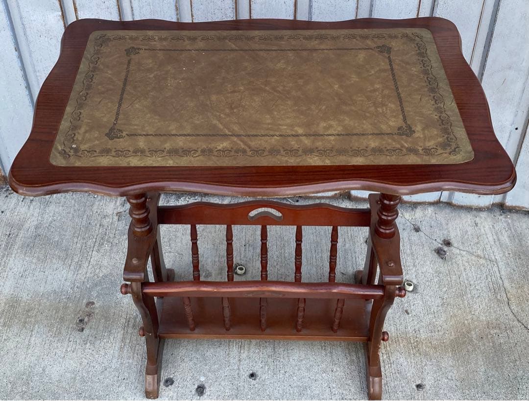 昭和レトロ　マガジンラック　雑誌入れ　新聞入れ　サイドテーブル　木製