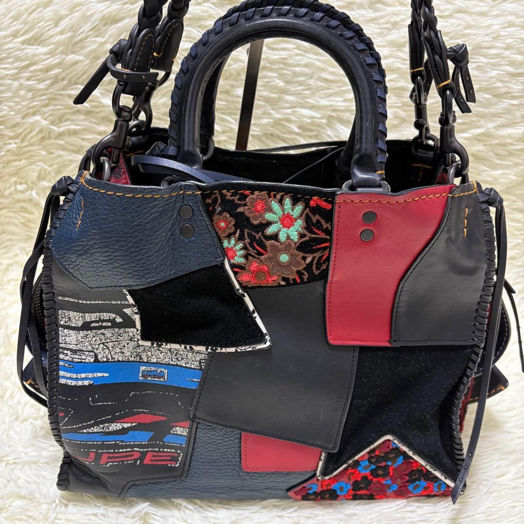 希少 COACH コーチ ローグ30 グラブタンレザー パッチワーク 2way