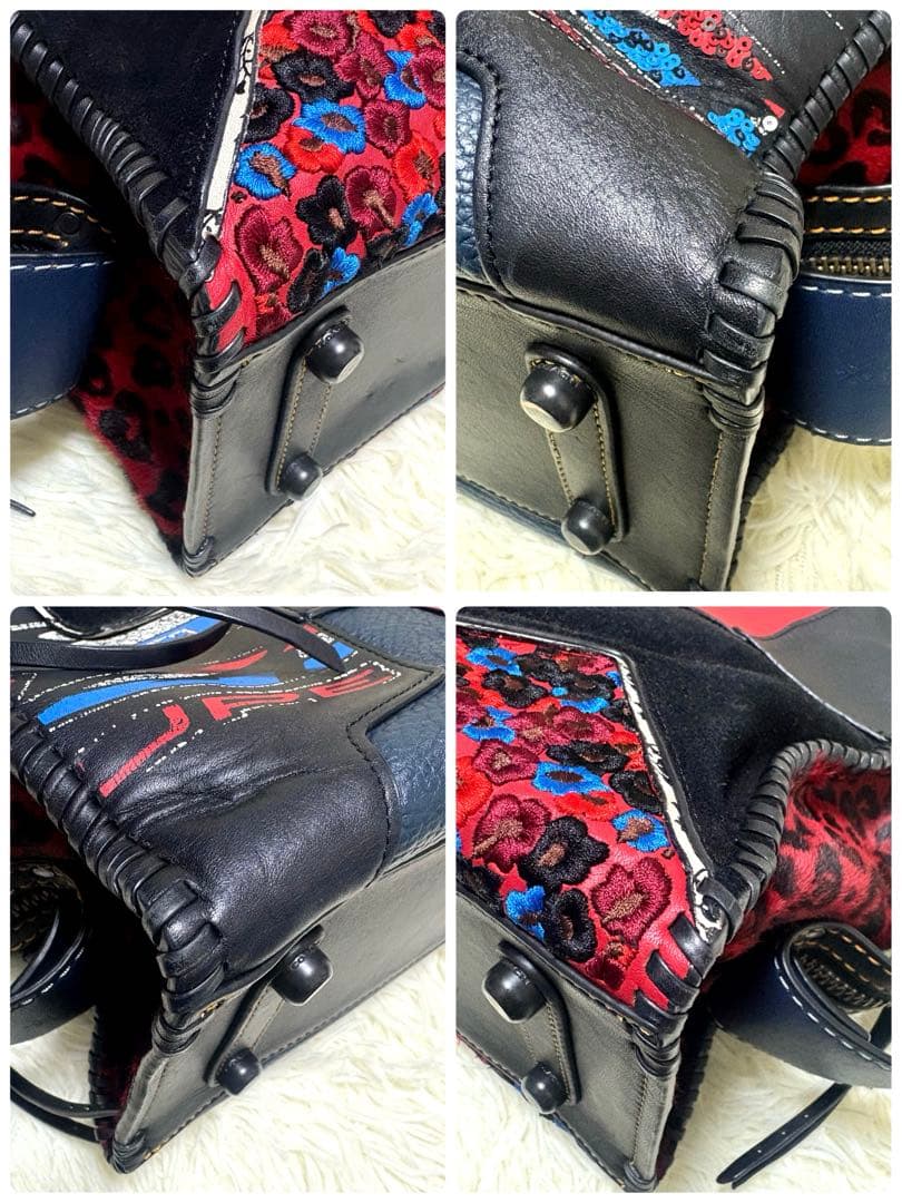 希少 COACH コーチ ローグ30 グラブタンレザー パッチワーク 2way