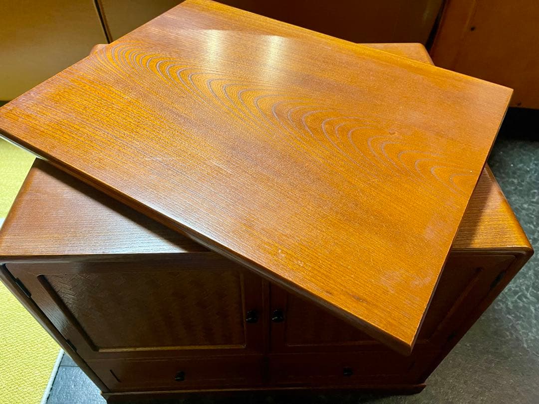 昭和レトロ アンティーク 回転式 テレビ台 食器棚？ サイドテーブル 天然木