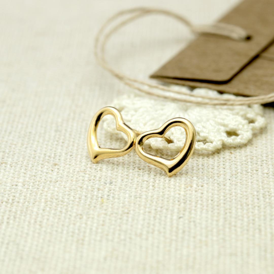 オープンハート 9.5mm(大)ピアス　K18YG　ダブルキャッチ付属