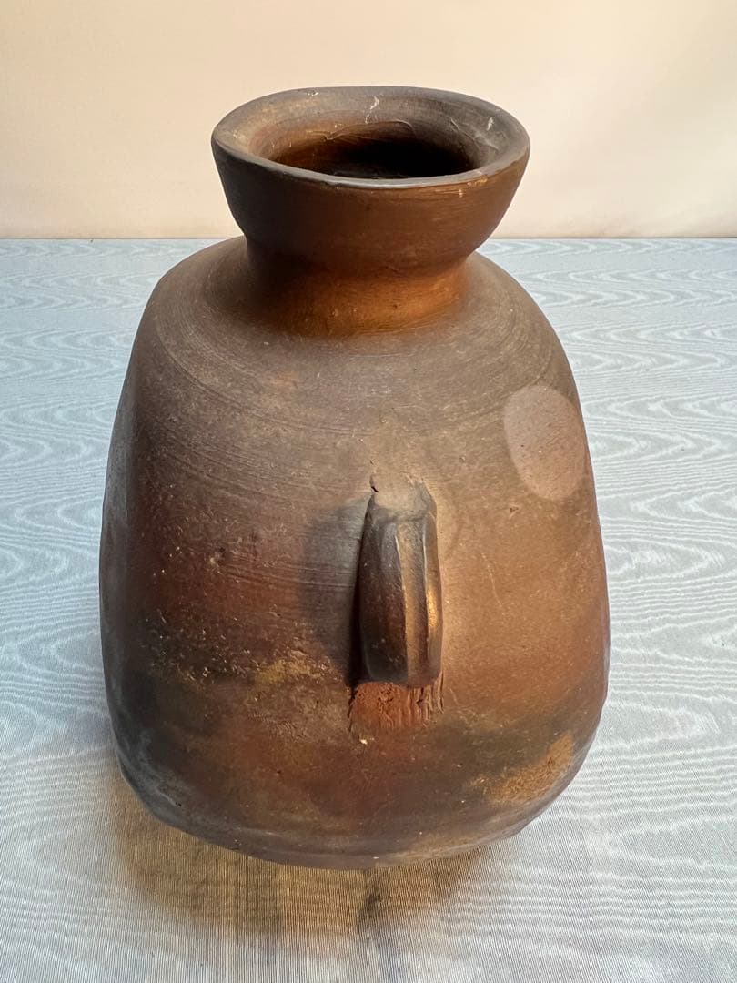 備前焼「利陶苑」陶弘 造　耳付き花瓶