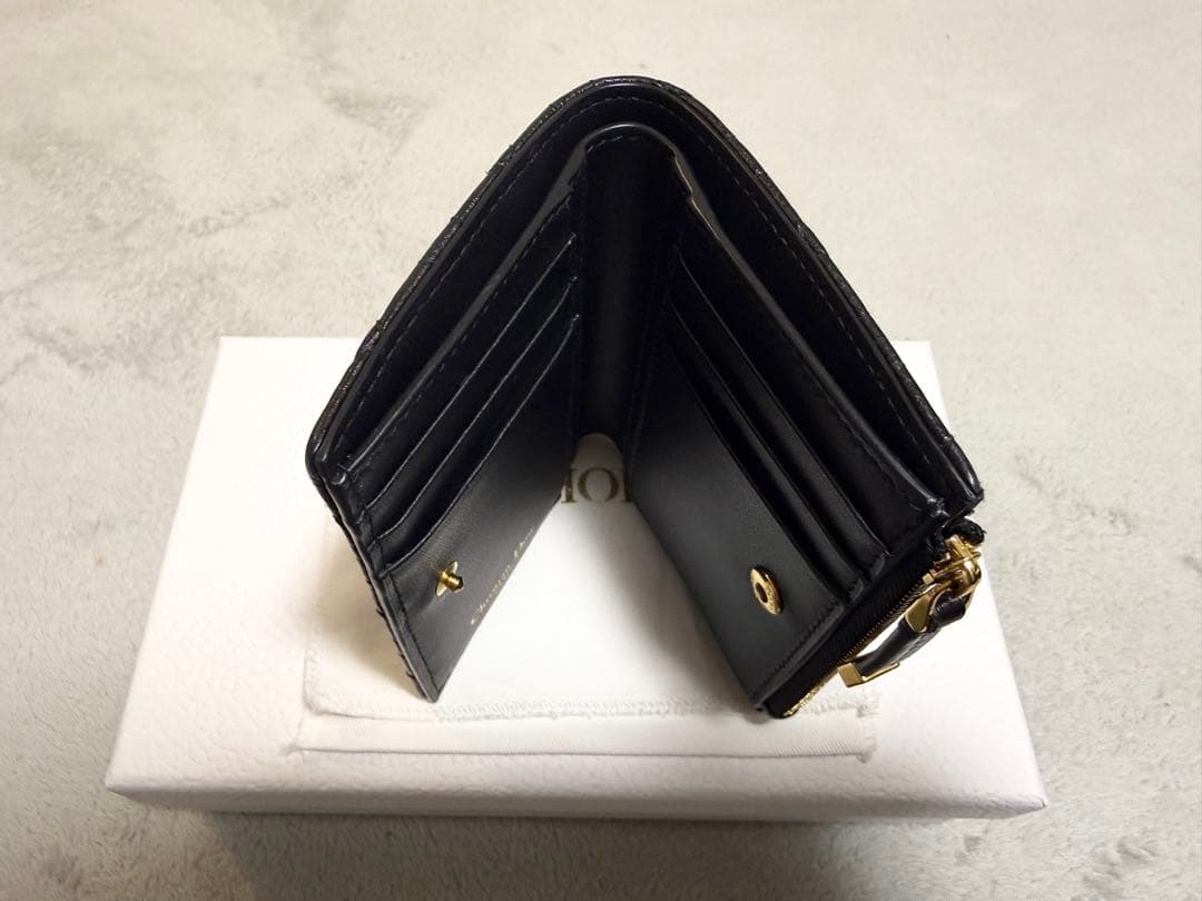 【極美品】ディオール Caro Dahlia 二つ折り財布 ブラック
