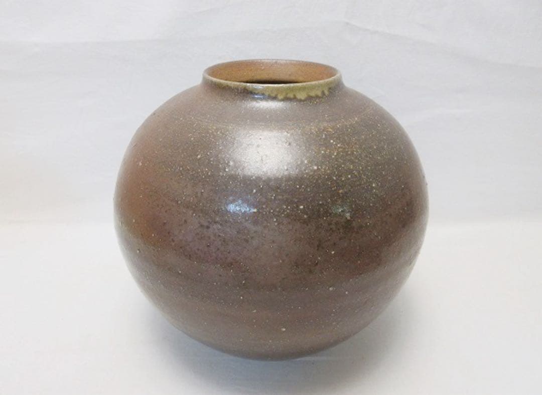 未使用 華道具 小西陶古造 備前焼 窯変 壺 花入 陶印 栞 花器 飾り壺 共箱