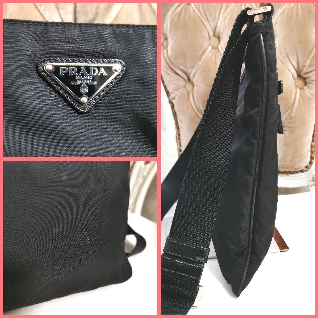 【良品】プラダPRADAサフィアーノ斜めがけショルダーバッグ黒 鑑定済!