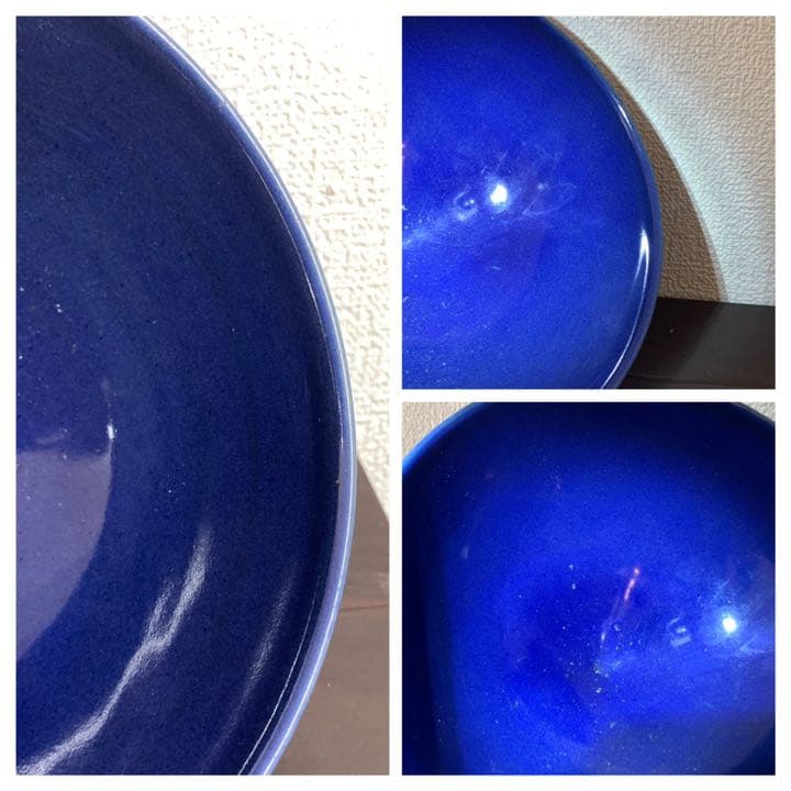 中国古美術　清時代霁蓝釉茶碗 XG3-2